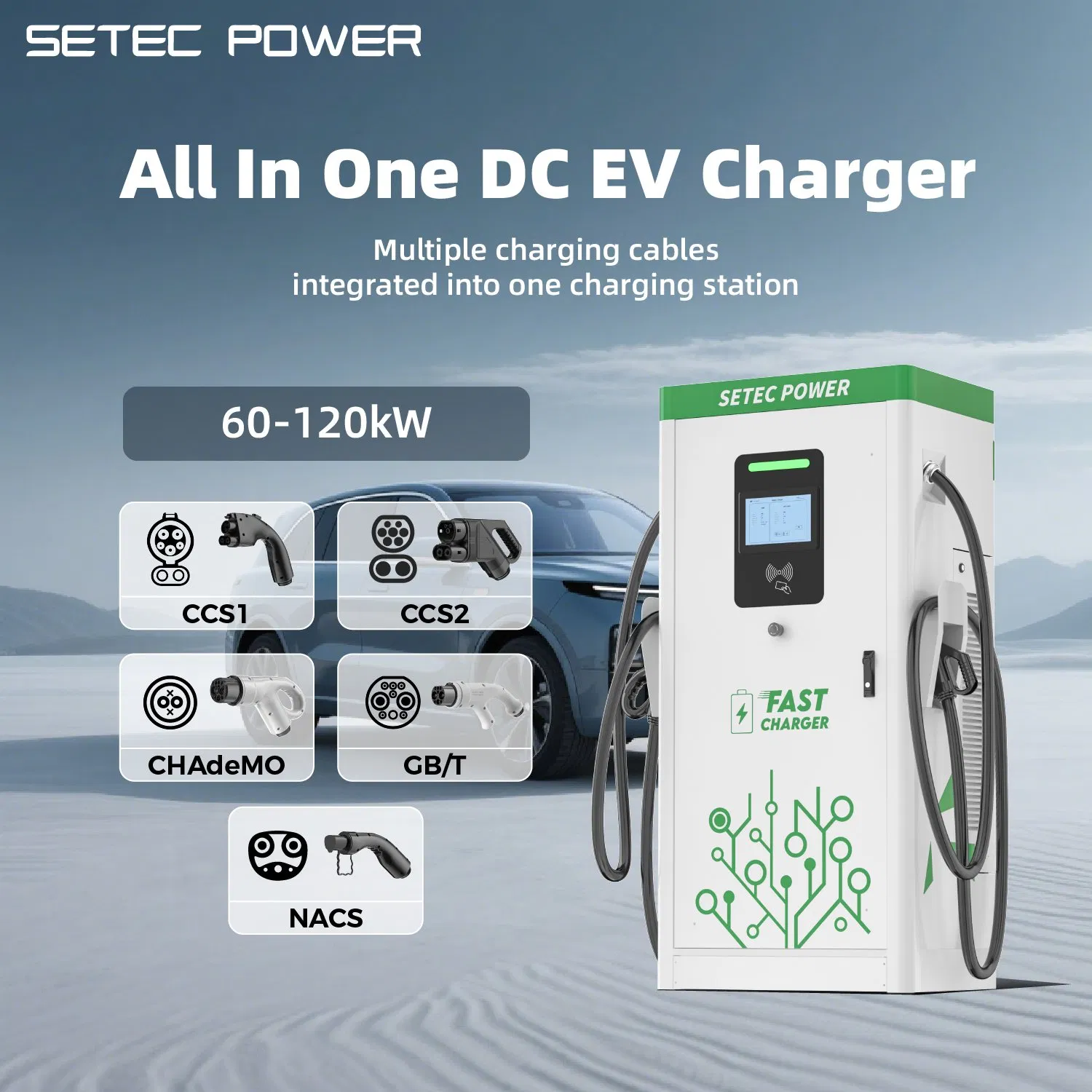 SETEC POWER 60kW/90kW/120kW Level 3 Fast Dc Ev Charger Electric Vehicle Charging Station