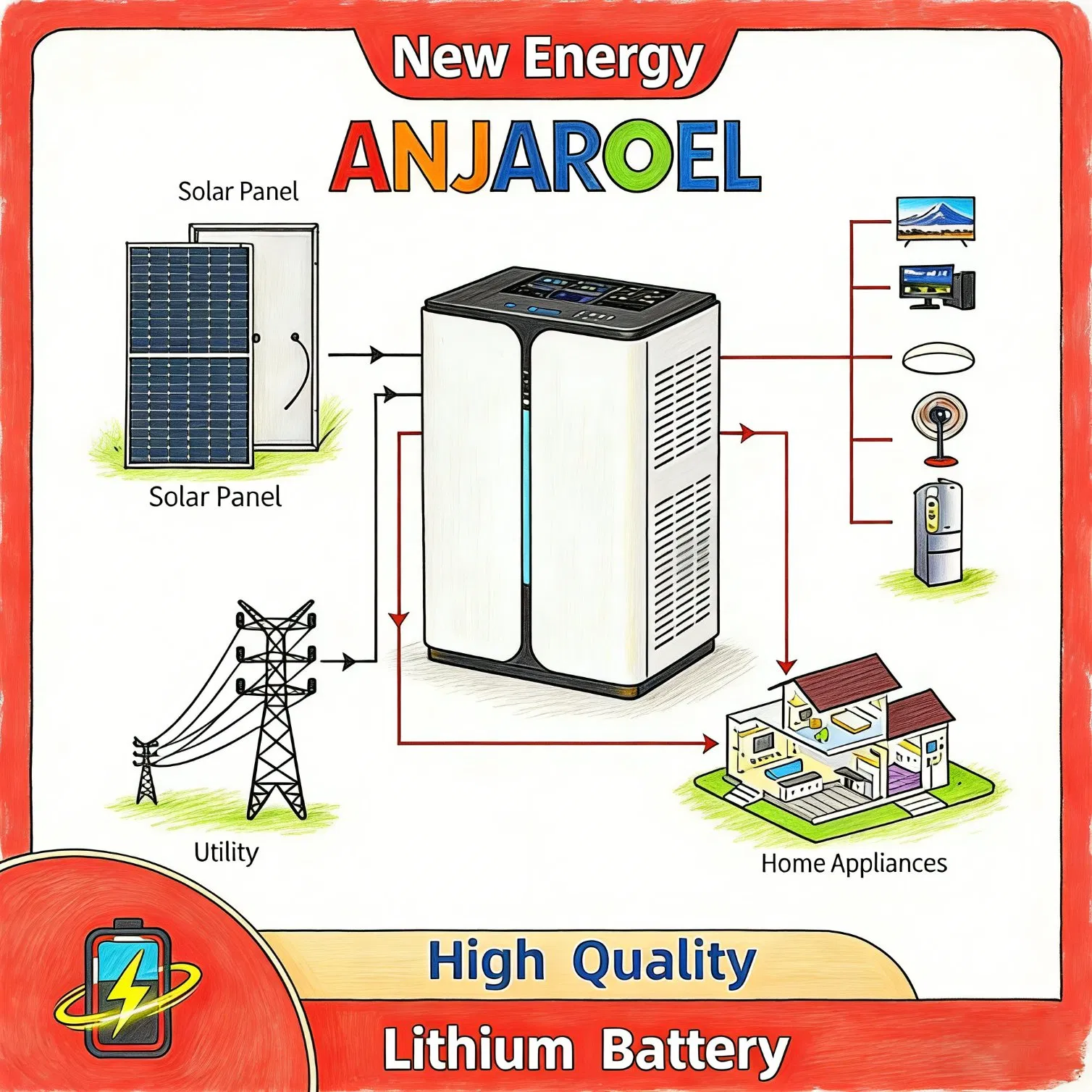 Lithium Cell 51.2kwh Home Energy Storage System, All-in-One Residential Power Backup for off-Grid Solar
