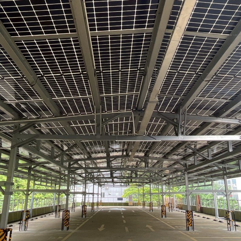 Dual Purpose Solar Carport Mounting System with EV Charging Integration Shade Protection