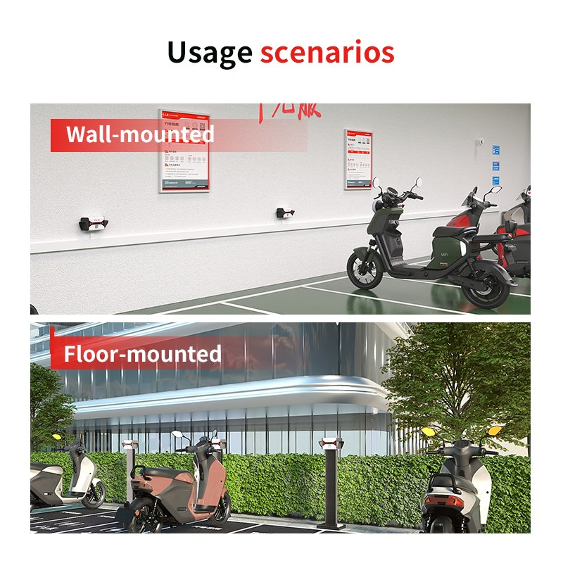 E-Bike/Moto Charging Station 3.5kw Dual-Sector Wall/Floor Mounted Fast Power Supply for E-Bikes and Motos with Tough Structure and Intuitive Controls