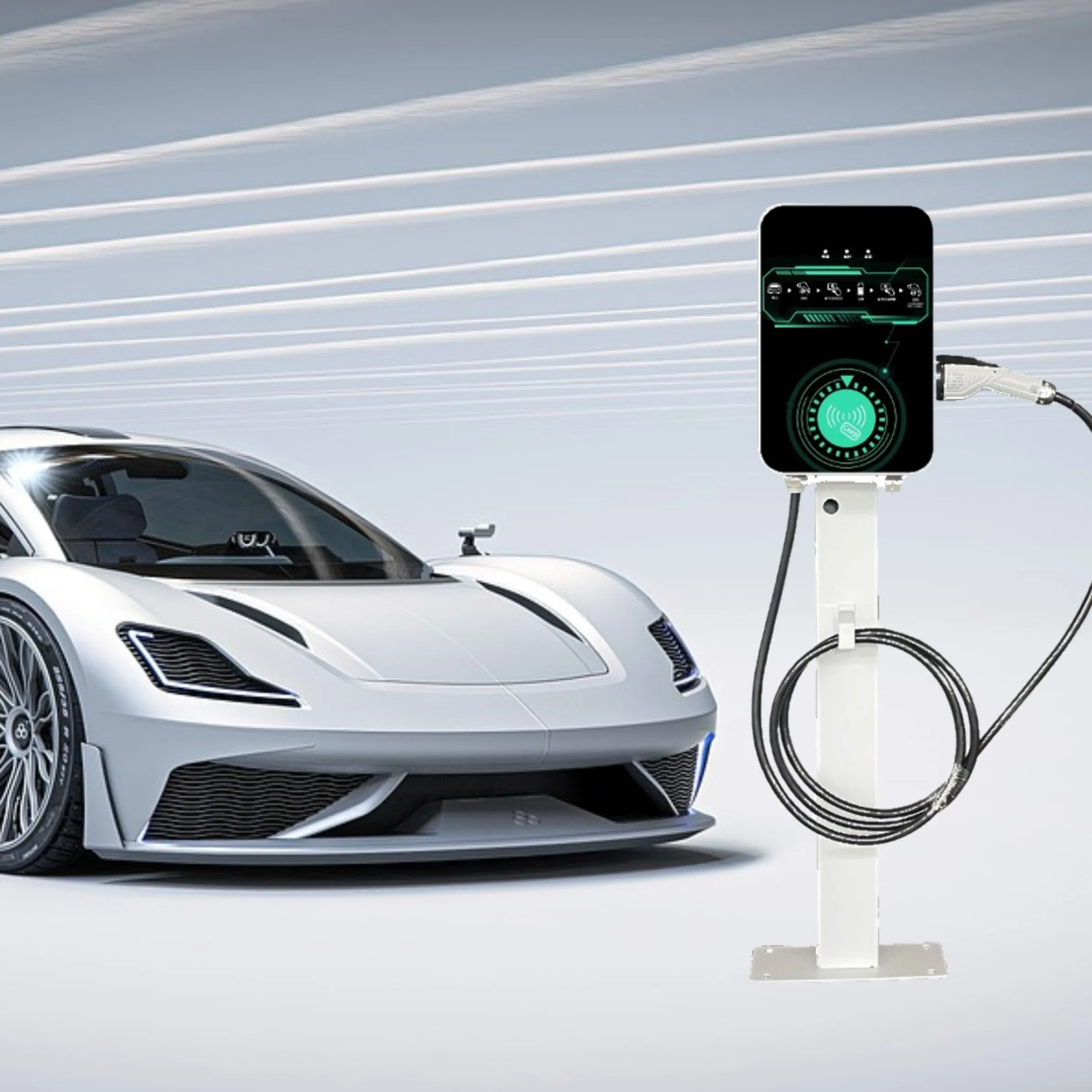 Floor-Standing GB/T Type 2 7kw 11kw 22kw Electric Car Home AC EV Charging Station