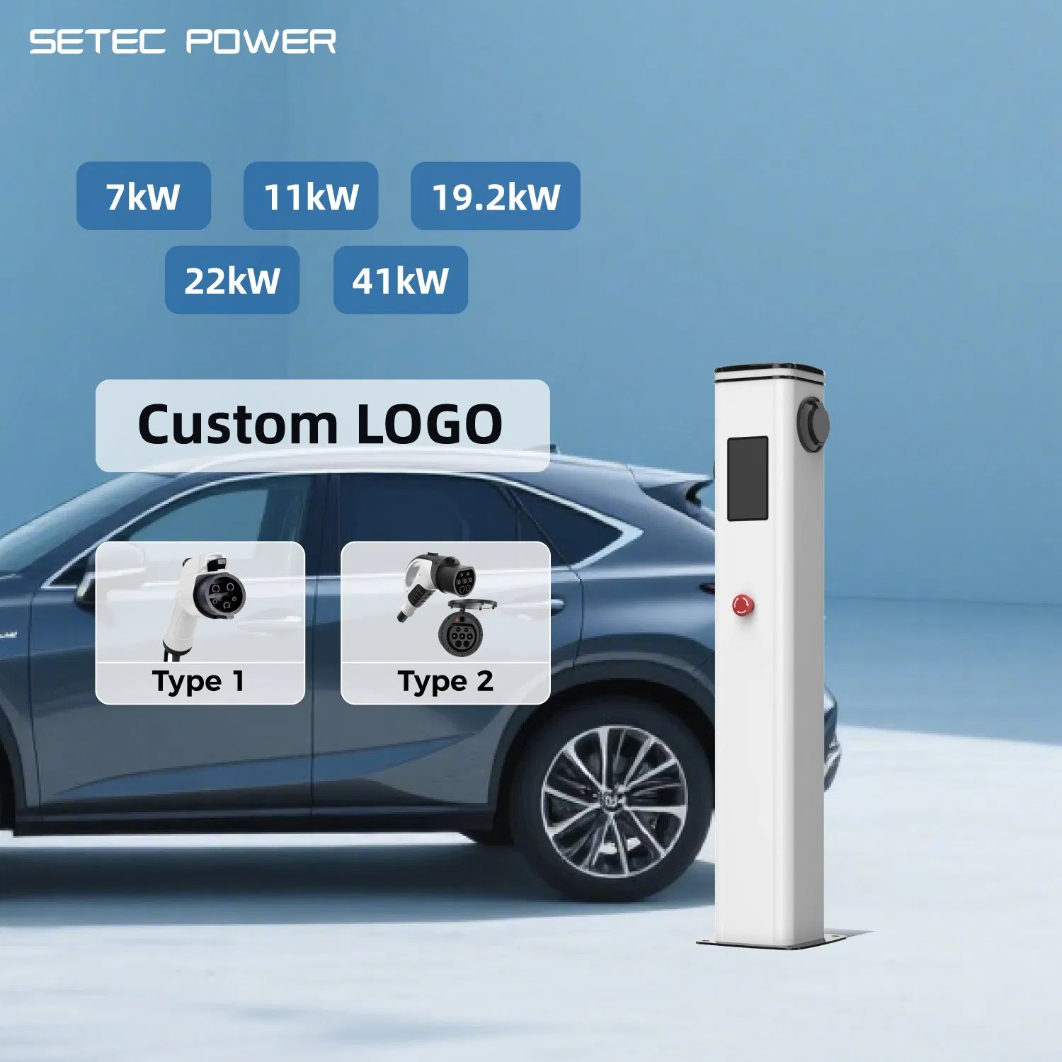 SETEC POWER 7kw11kw19.2kW 22kw 41kW Floor-Standing Station for Electric Cars High Efficiency Charging