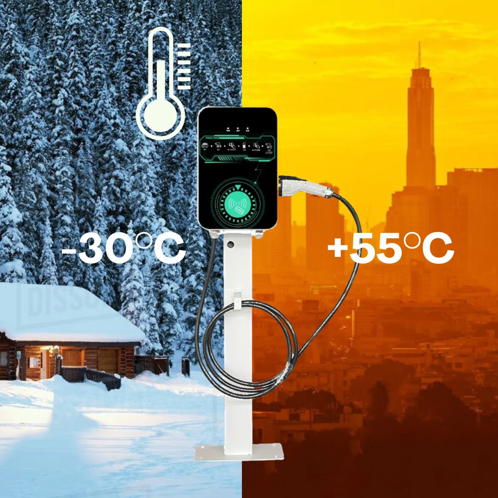 Floor-Standing GB/T Type 2 7kw 11kw 22kw Electric Car Home AC EV Charging Station