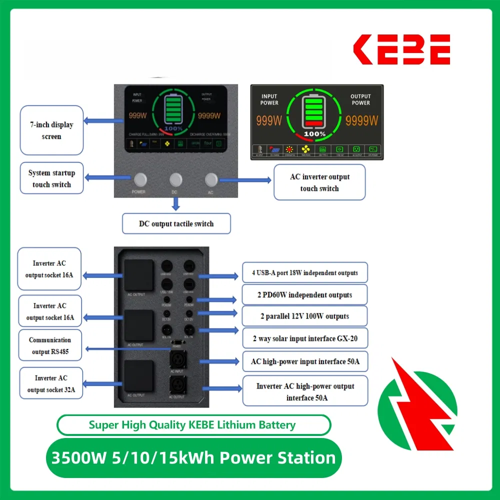 UPS Online 15kwh Home Solar Power System 4000W Lithium Ion Battery EV Charging Energy Storage System