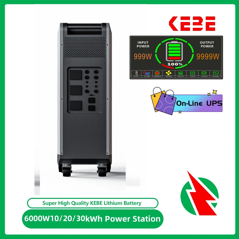 30kwh Solar Power System Online UPS 6kw Home EV Charging Stable Voltage &amp; Frequency Rechargeable Lithium Battery Energy Storage System