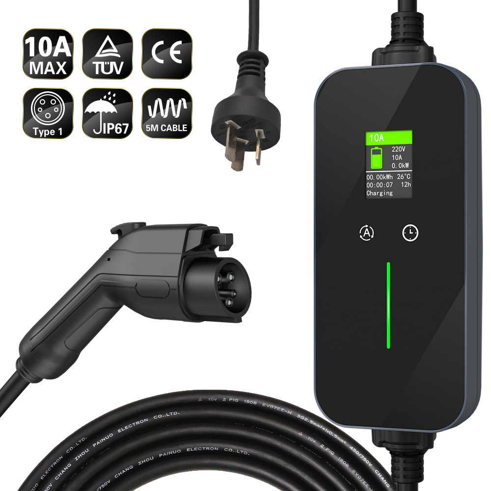 Best Electric Car Battery Power Charging Station Mode 2 EVSE Fast AC 10A Portable EV Charger Type 1 Supplier, Factory