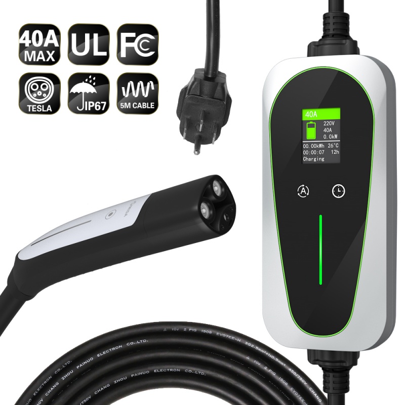Best 40A EV charger for Tesla/NACS with Nema 14-50 level 2 car charger Tesla mobile ev charger Manufacturers, Factory