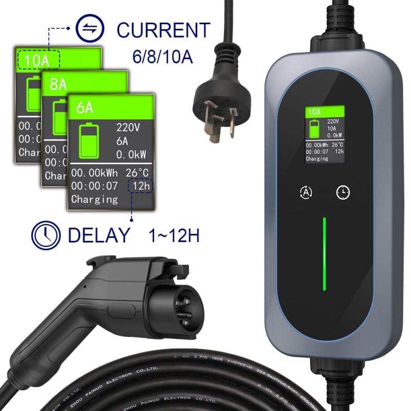 Best J1772 Electric Car 7KW 10A EV Charging Cable Adjustable 5m Type 2 Portable Ev Charger Supplier, Factory