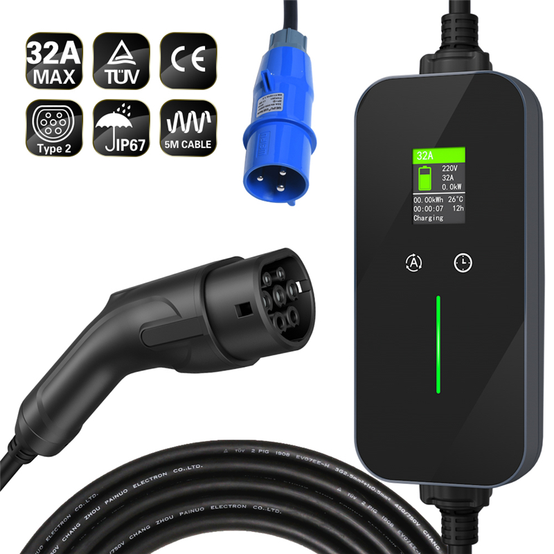 China 32A 7KW EV Charger Type 2 CEE 3 Pin Plug Portable Charger Manufacturers, Factories
