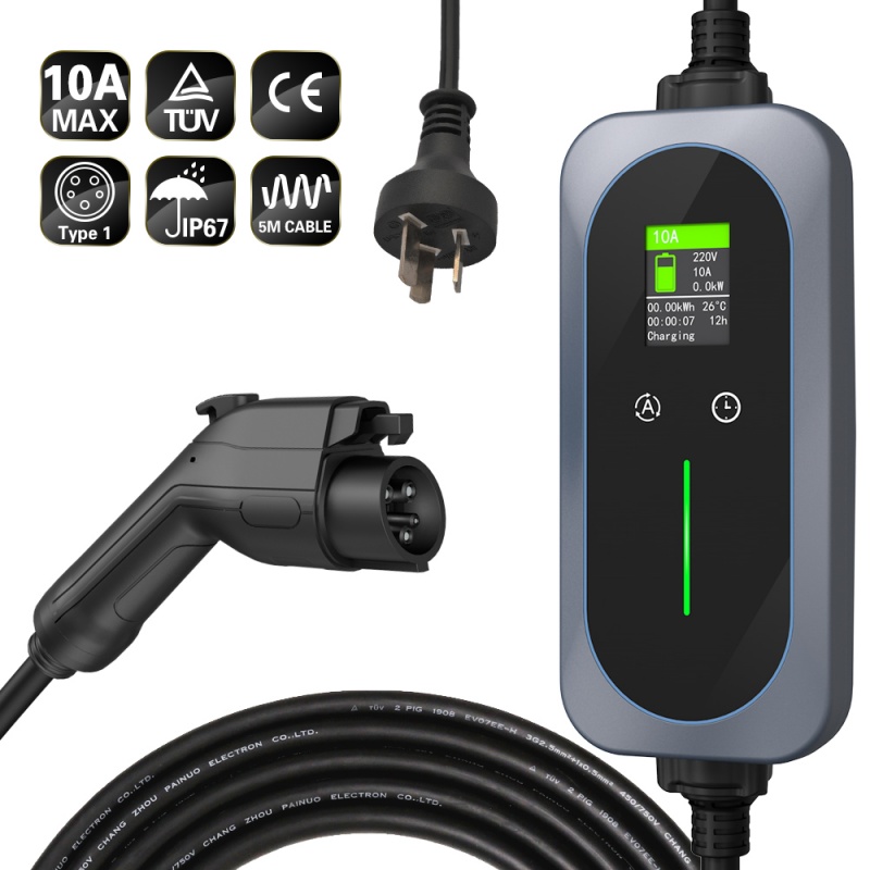 Best J1772 Electric Car 7KW 10A EV Charging Cable Adjustable 5m Type 2 Portable Ev Charger Supplier, Factory