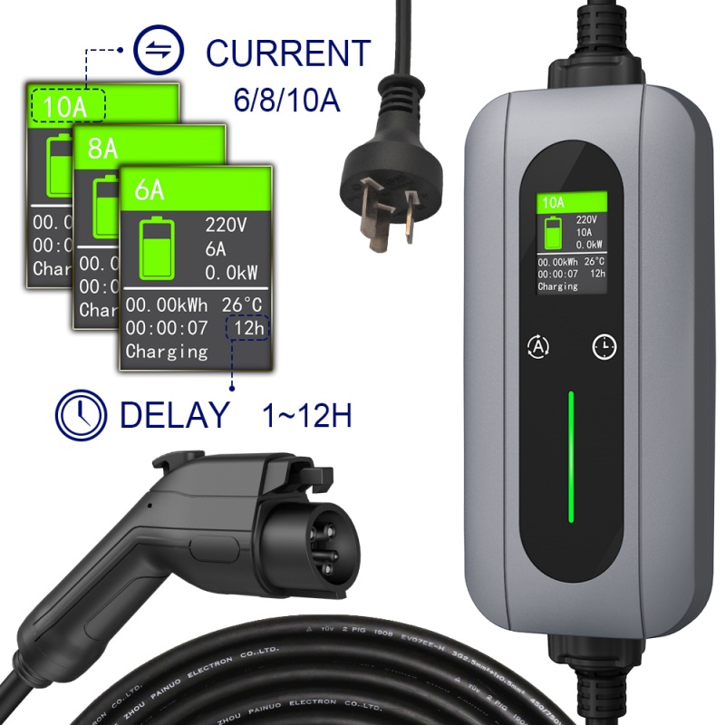 China Adjustable Portable EV Charger Type 1 10A Electric Vehicle Car Charger AC Manufacturers, Factories