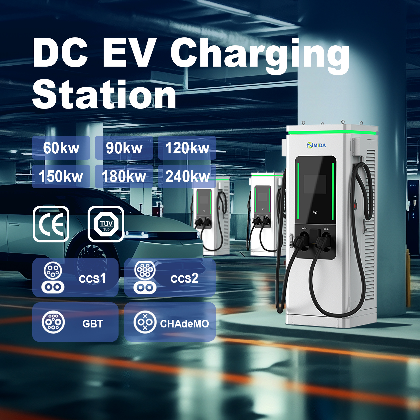 Best Integrated DC Charger Station 160kW 180kW 320kw Dual CCS2 Charging Piles for EV Truck EV Bus Manufacturers, Factory