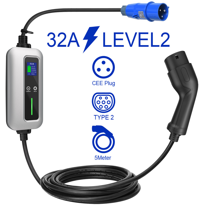China Type 2 Mobile EV Car Charger  32A 7.2KW Home Charger CEE Plug Suppliers, Factory