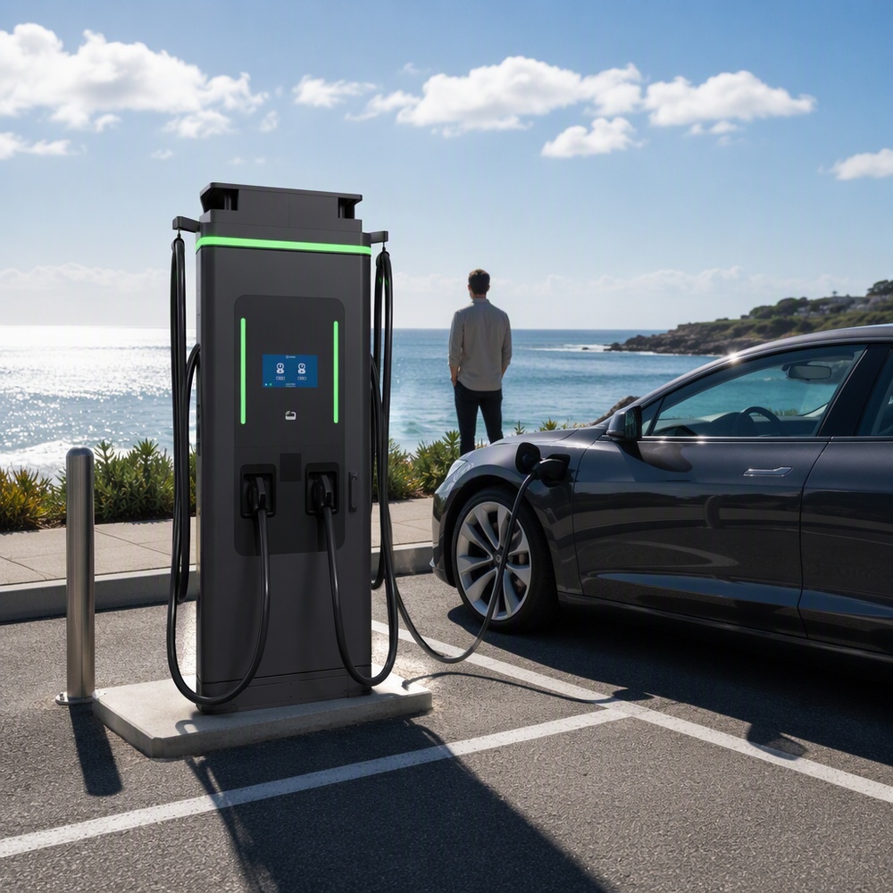 China 60kW 90kW 120kW NACS CHAdeMO Level 3 DC Dual Port EV Fast Charger Station Manufacturers, Supplier