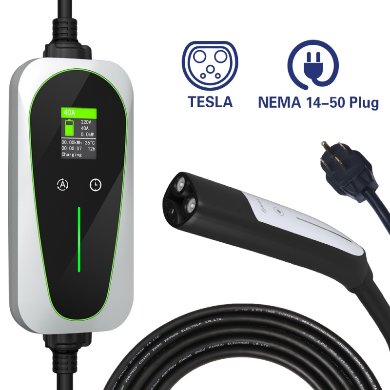 Best 40A EV charger for Tesla/NACS with Nema 14-50 level 2 car charger Tesla mobile ev charger Manufacturers, Factory