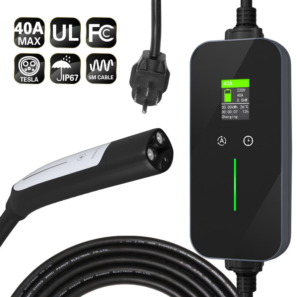 Best AC 240V 9.6kw 40A NACS Tesla Portable EV Charger Level 2 Charging Cable Manufacturer, Factory