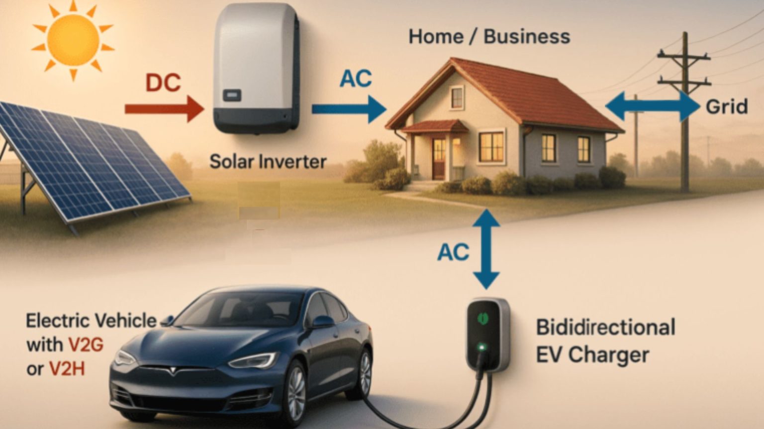 Electric vehicle V2G-V2H Charger