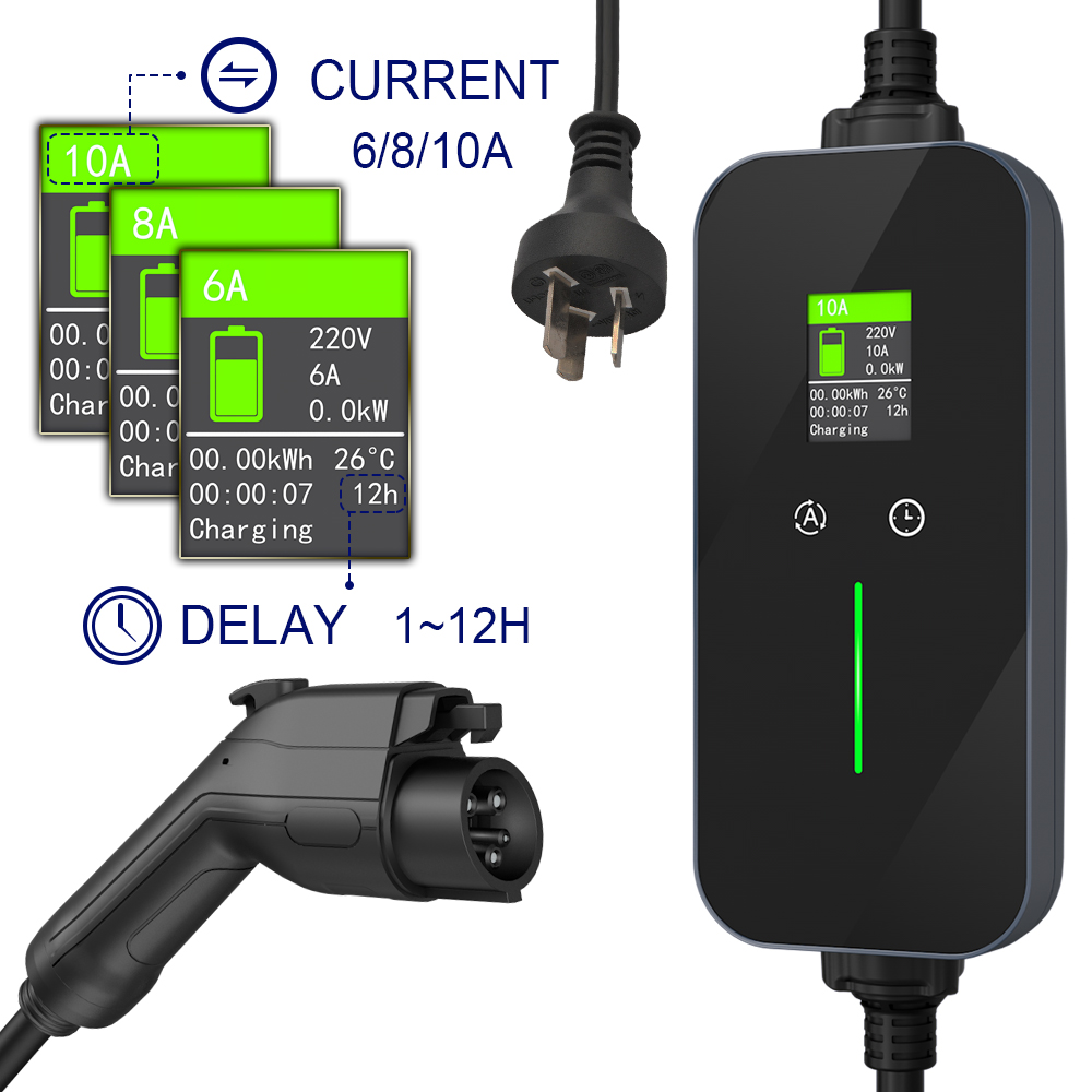 Best Electric Car Battery Power Charging Station Mode 2 EVSE Fast AC 10A Portable EV Charger Type 1 Supplier, Factory