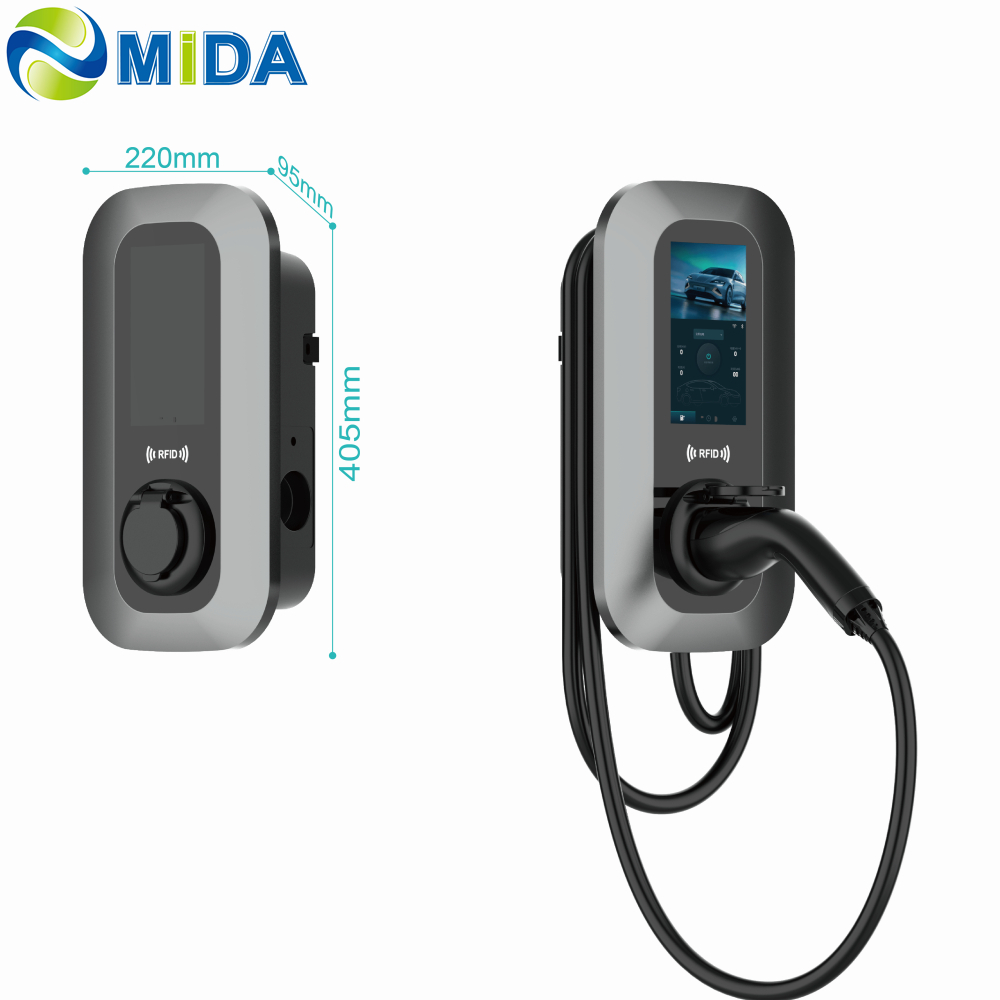 China 7kW 11kW 22kW Home EV Charger Station with 7 inch OLED Screen Type 2 Cable Factory, Factories