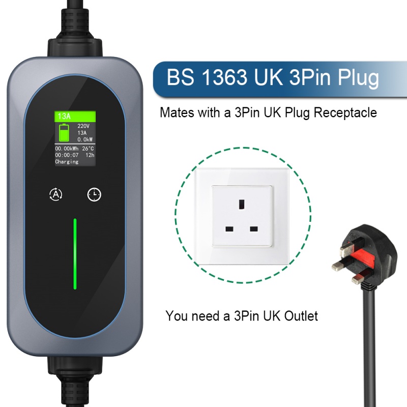 Best UK Portable EV Charger 6/8/10/13A Mode 2 EV Charger for Electric Car Manufacturers, Factory