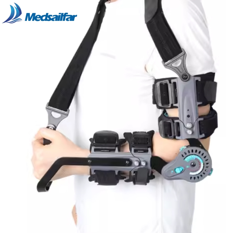 Black Medical Hinged Fracture and Dislocation Recovery Orthopedic Compression Long Tennis Elbow Brace