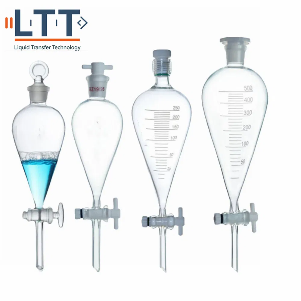 Glass Laboratory Glassware Pear-Shaped Dispensing Funnel 250ml 100ml 500ml Customizable Size