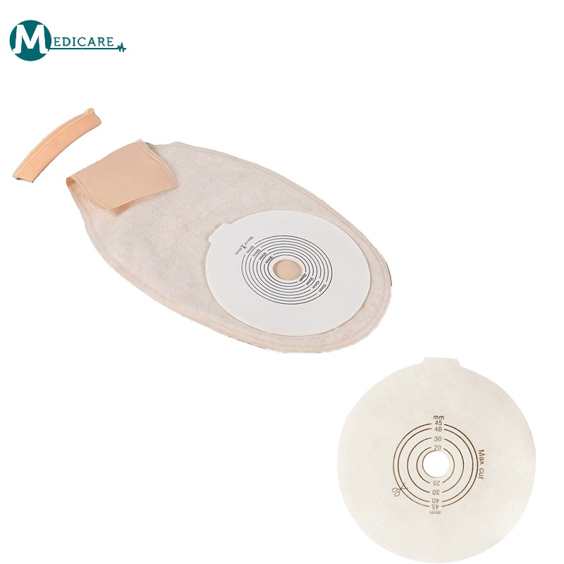 Manufacturer OEM Factory Supply Medical Consumables One Piece Adhesive Disposable Spunlace Drainable Stoma Care Clamp Ostomy Bag
