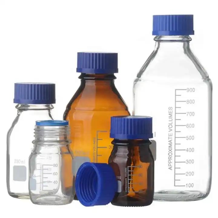Laboratory Graduated Blue Screw Cap 100ml 250ml 500ml 1000ml Media Borosilicate Glass Reagent Bottle