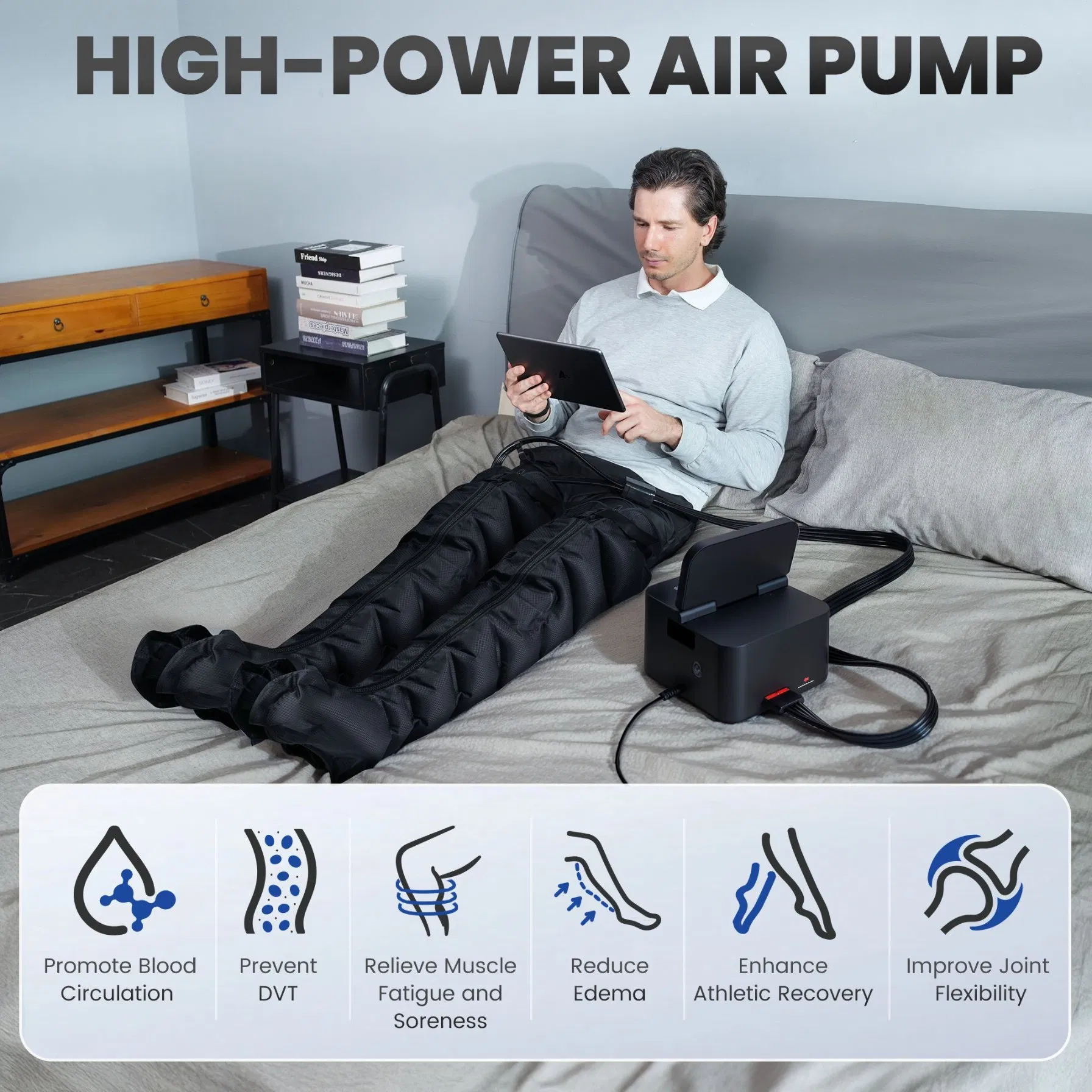 8 Chambers 8modes Electric Sports Recovery Massage Air Compression Boots Therapy Leg Massager Physiotherapy Machine