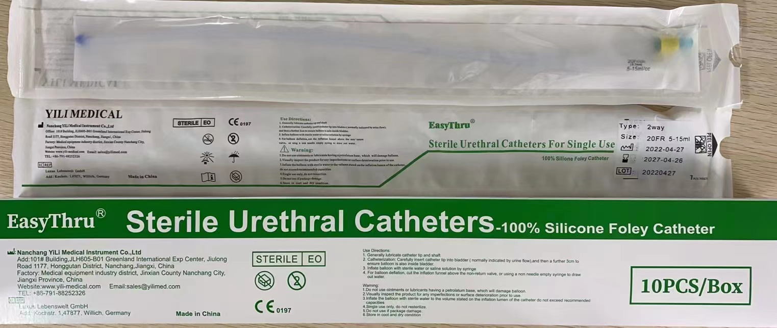 Silicone Urinary Foley Catheter Balloon Inflation Silicone Foley Catheter Kit