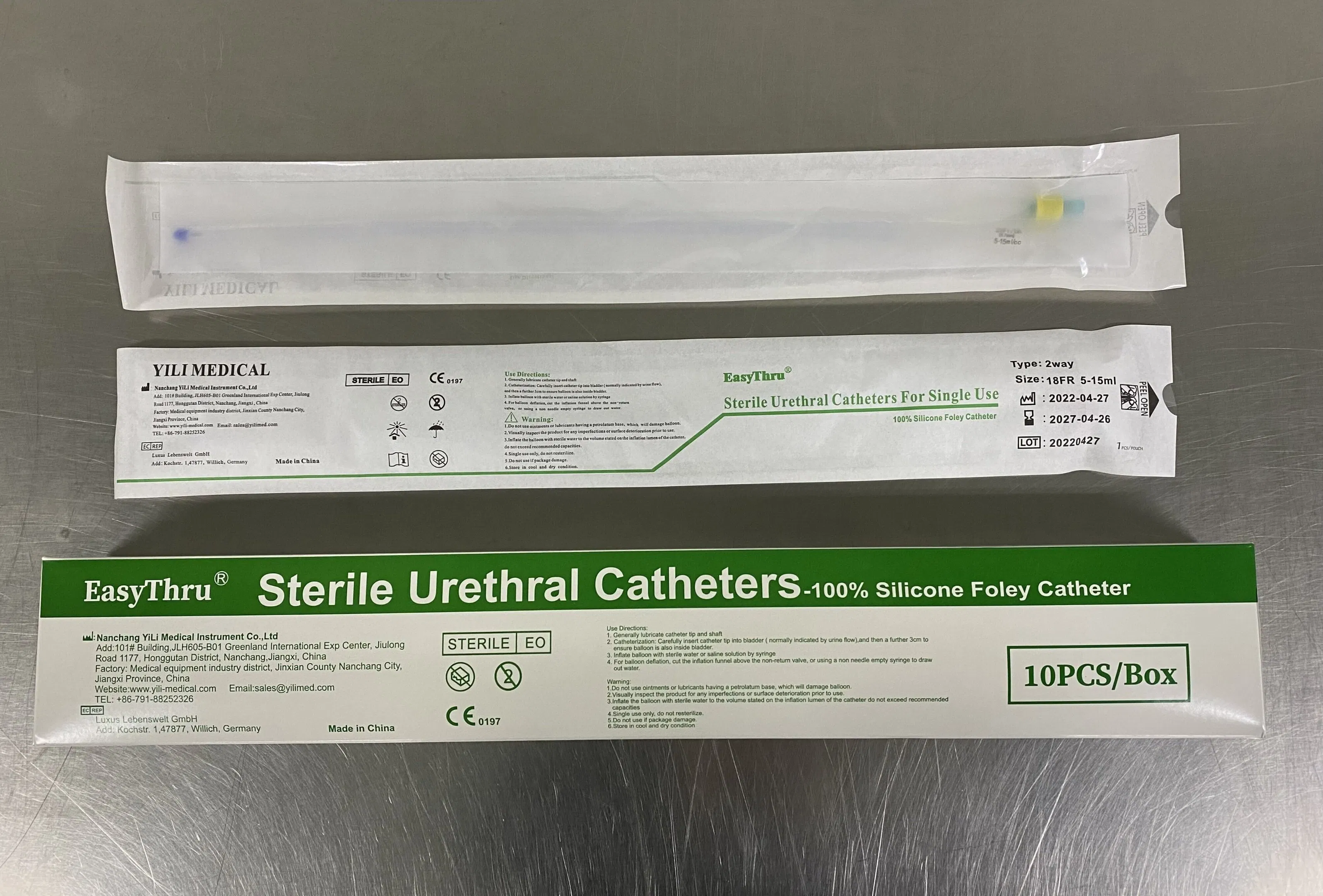 Silicone Urinary Foley Catheter Balloon Inflation Silicone Foley Catheter Kit