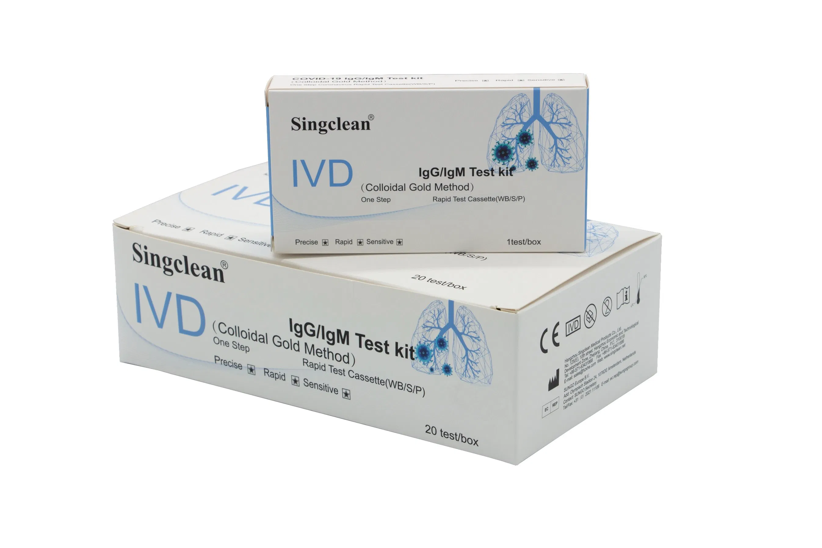 High Sensitivity Singclean Igg Igm Antibody Rapid Diagnostic Test Kit Blood Test Kit with CE Certificate