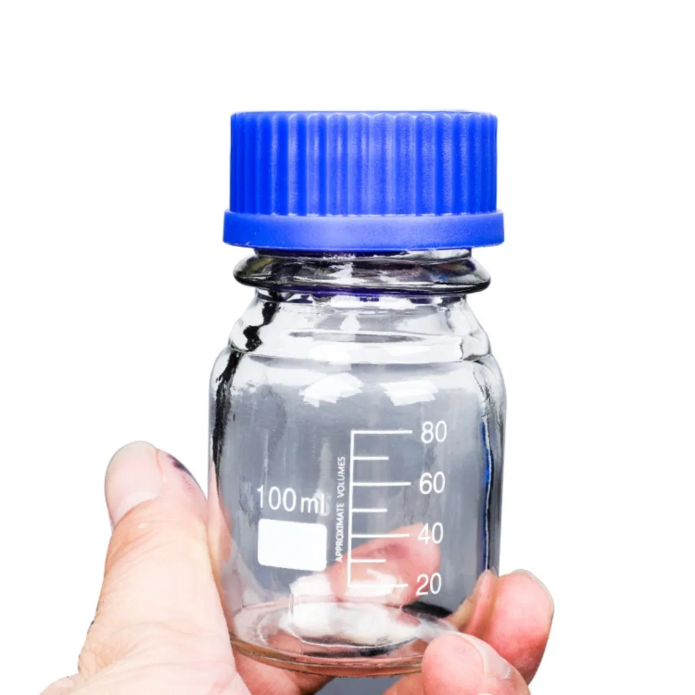 Direct Factory Price Borosilicate Reagent Bottle Wide Mouth Graduated Round Laboratory Glassware for Education