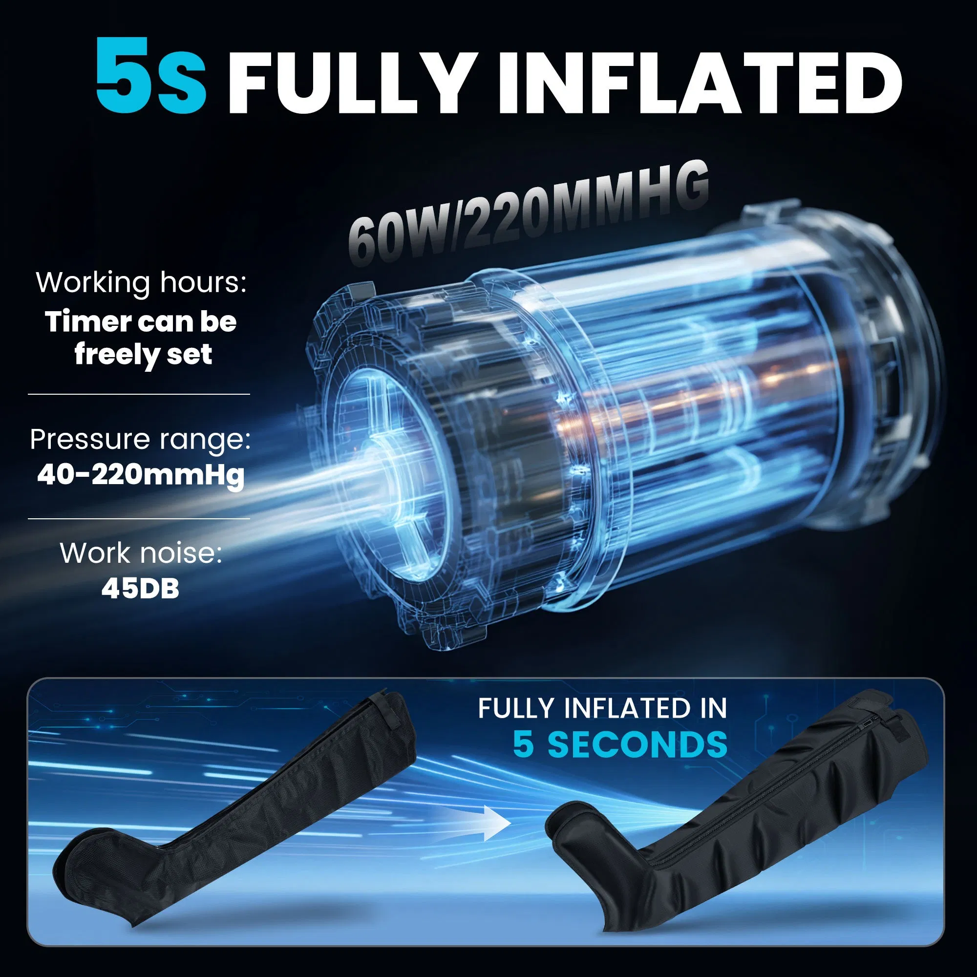 8 Chambers 8modes Electric Sports Recovery Massage Air Compression Boots Therapy Leg Massager Physiotherapy Machine