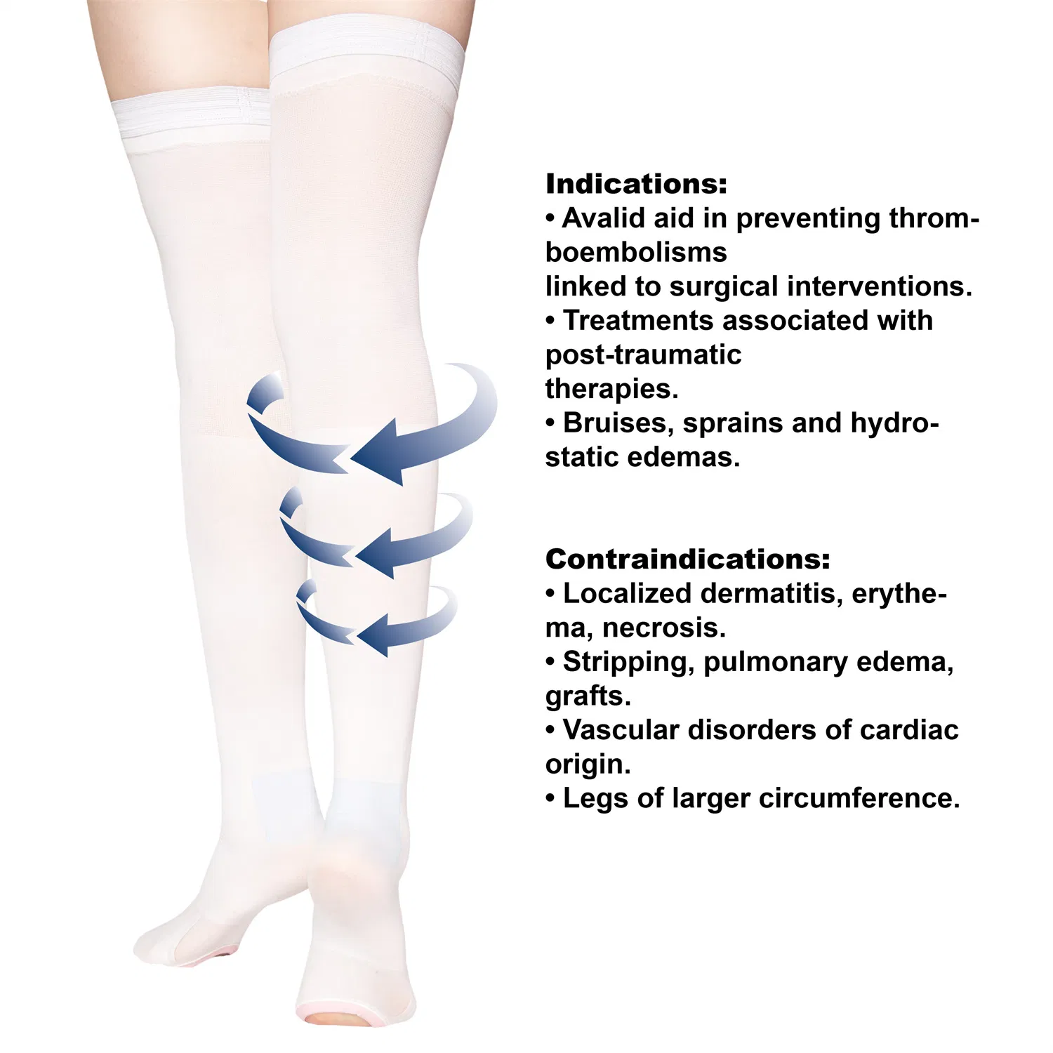 Medical Rehabilitation Therapy Compression Varicose Veins Stockings Open Toe Thigh High Anti-Embolism Stocking