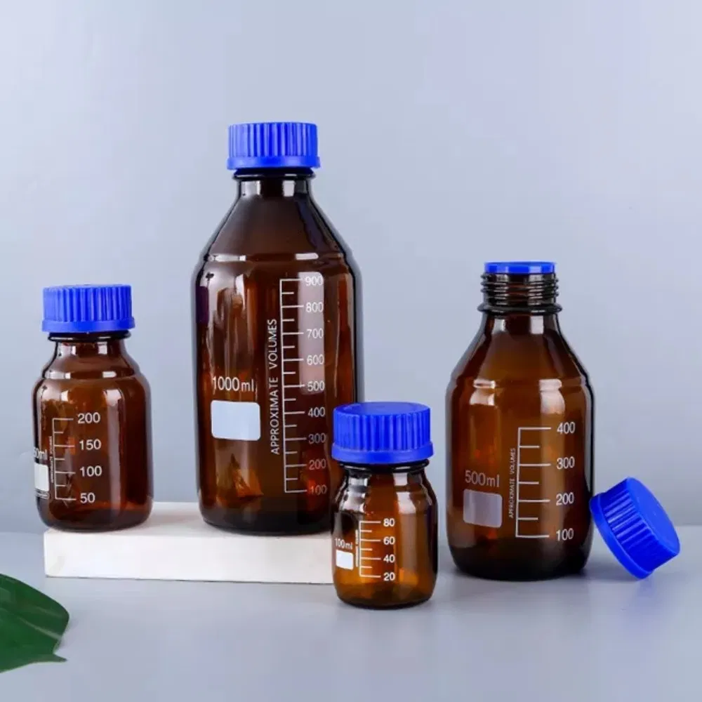 Direct Factory Price Borosilicate Reagent Bottle Wide Mouth Graduated Round Laboratory Glassware for Education