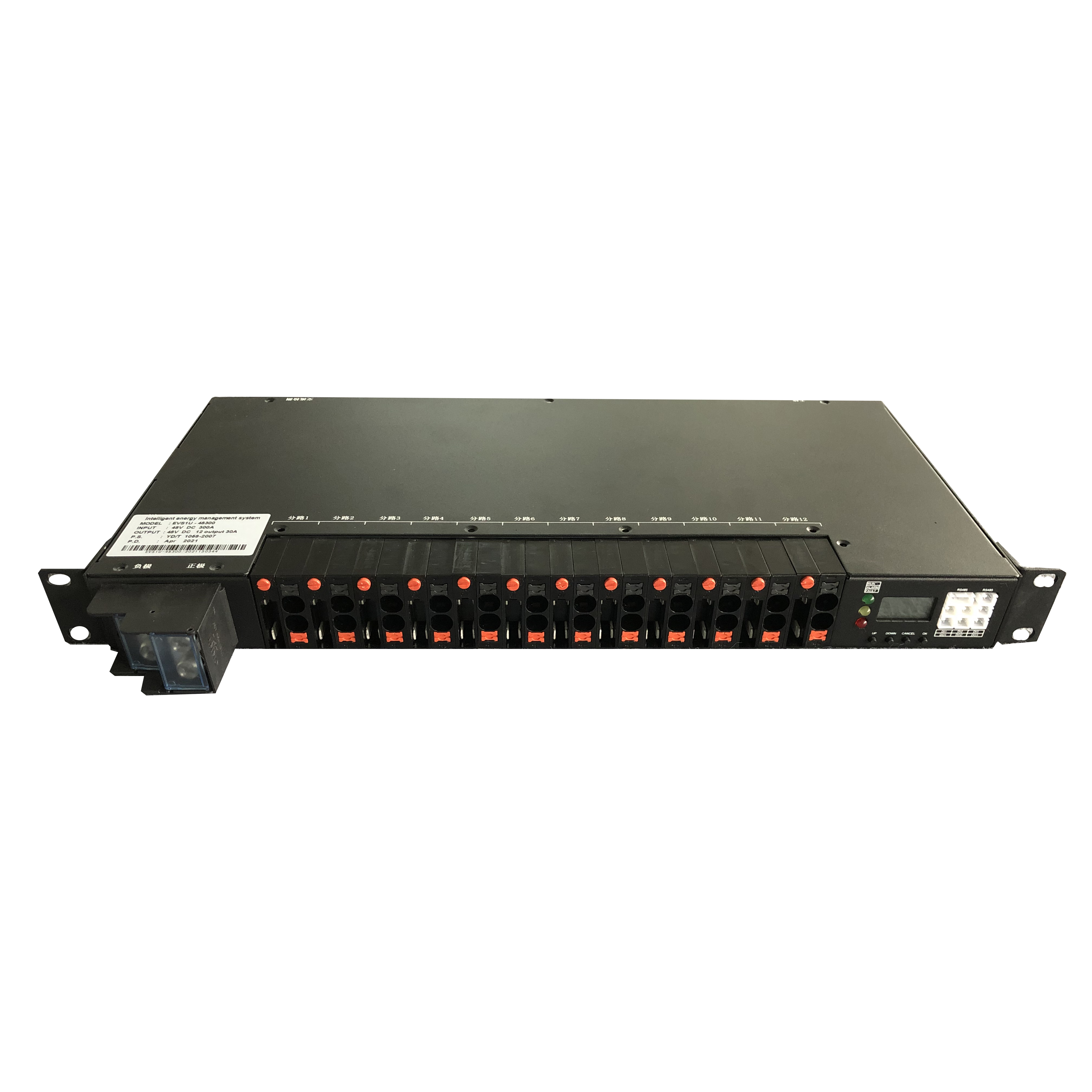 EVS EVS1U-48300PDU 48V DC Power Supply Distribution Unit 300A 19-inch 1U Rack Mount Industrial Telecom Equipment