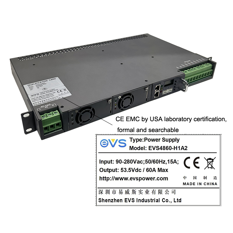EVSPOWER EVS4860-H1A2 48V 60Amps 19 Inch AC/DC Switching 1U 3480W Telecom Power System for Telecom Rooms