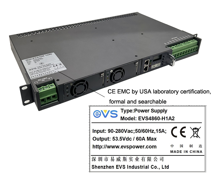 EVSPOWER EVS2460-H1A2 Single Output Telecom Rectifier Supply 24V 60A DC 1600W 80-300VAC Input Hot-swap Web/SNMP
