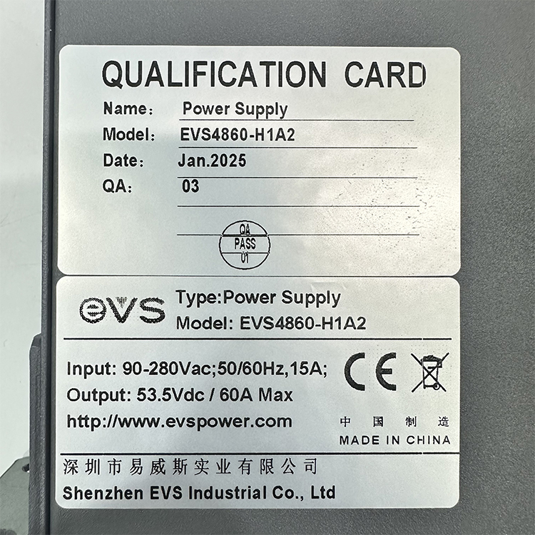 Reliable 3200W 60A Modular Telecom Rectifier Supply EVSPOWER EVS4860-H1A2 24v Rack Mount 24V N+1 220V/110V Input -54V Output