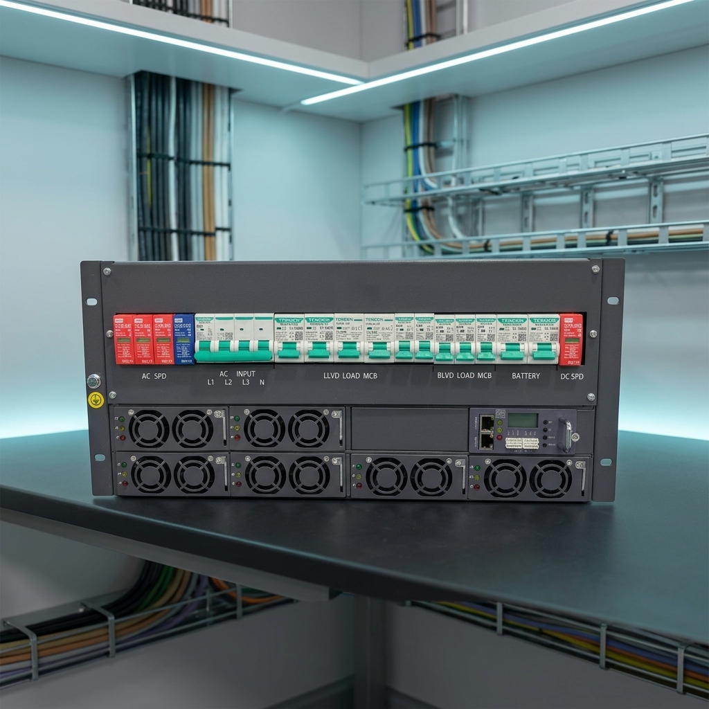 EVS110100-H5B5 125V 100A Telecom Power Supply 220V AC/110V DC Battery Charger 380V/220V Rectifier Built-in SNMP for Telecom