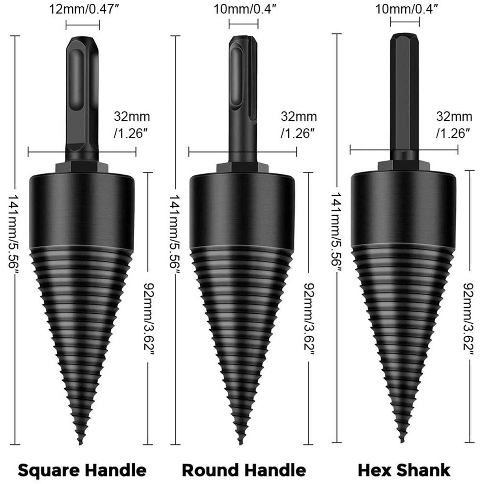 4pcs High-Speed Twist Drill Bit Removable Firewood Log Splitter Woodworking Bits Premium Drill Bits for Wood Splitting