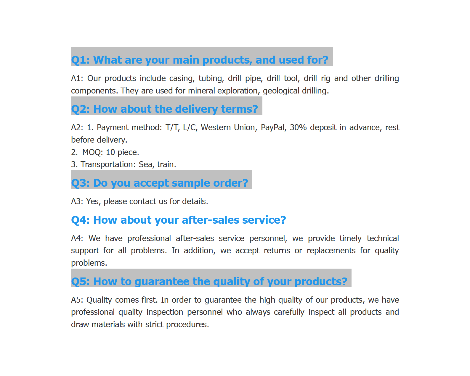 FAQ Overview