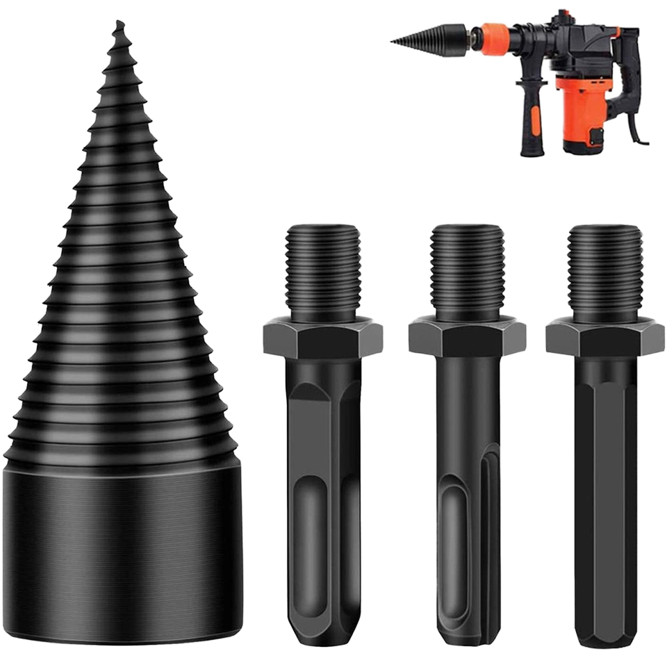 4pcs High-Speed Twist Drill Bit Removable Firewood Log Splitter Woodworking Bits Premium Drill Bits for Wood Splitting