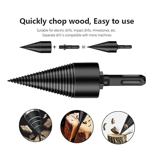 Hot Selling Removable Firewood Log Splitter Drill Bit Heavy Duty Screw Cone Driver Black Oxide Finish 3-Year Warranty 40mm Total