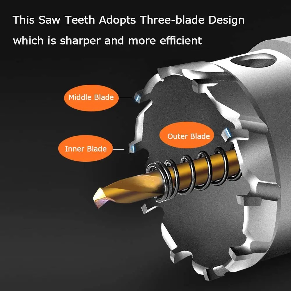Cross-Border 8-Piece Alloy Hole Cutter Titanium-Plated Detachable Center Drill Bit Metal Wood Plate Punching Gadget for Drilling