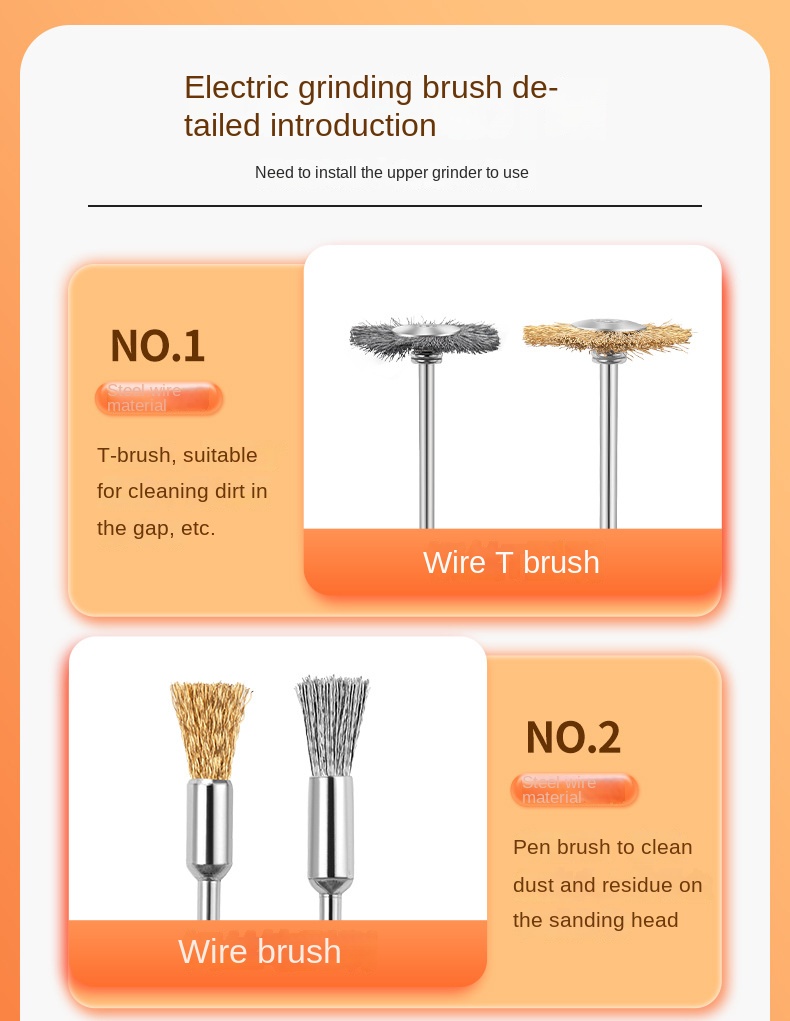 New Arrival Nail Grinding Drill Bits Wire Cleaning Brush Detachable Washable Nail Polisher Cleaning Tool