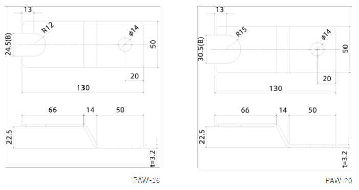 PAW Leveling Bolt Dimensions Schema