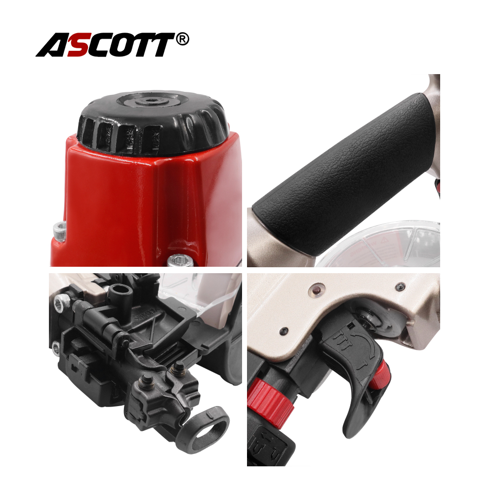 1"~2" CN50G Pneumatic Board Fastening Tools for Metal Sheet Roof Connection Coil Nail Gun with Contact Actuation Air Coil Nailer