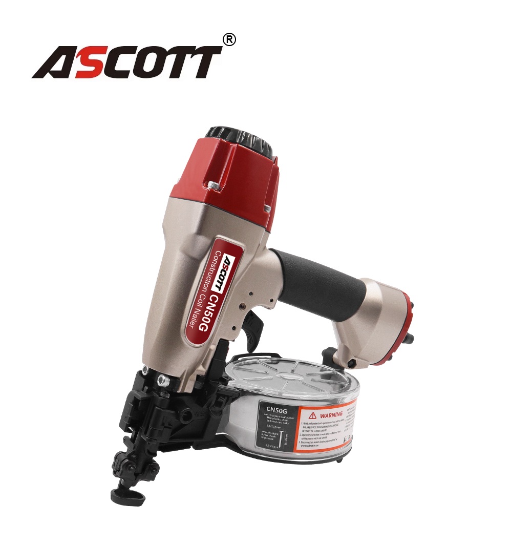 1"~2" CN50G Pneumatic Board Fastening Tools for Metal Sheet Roof Connection Coil Nail Gun with Contact Actuation Air Coil Nailer